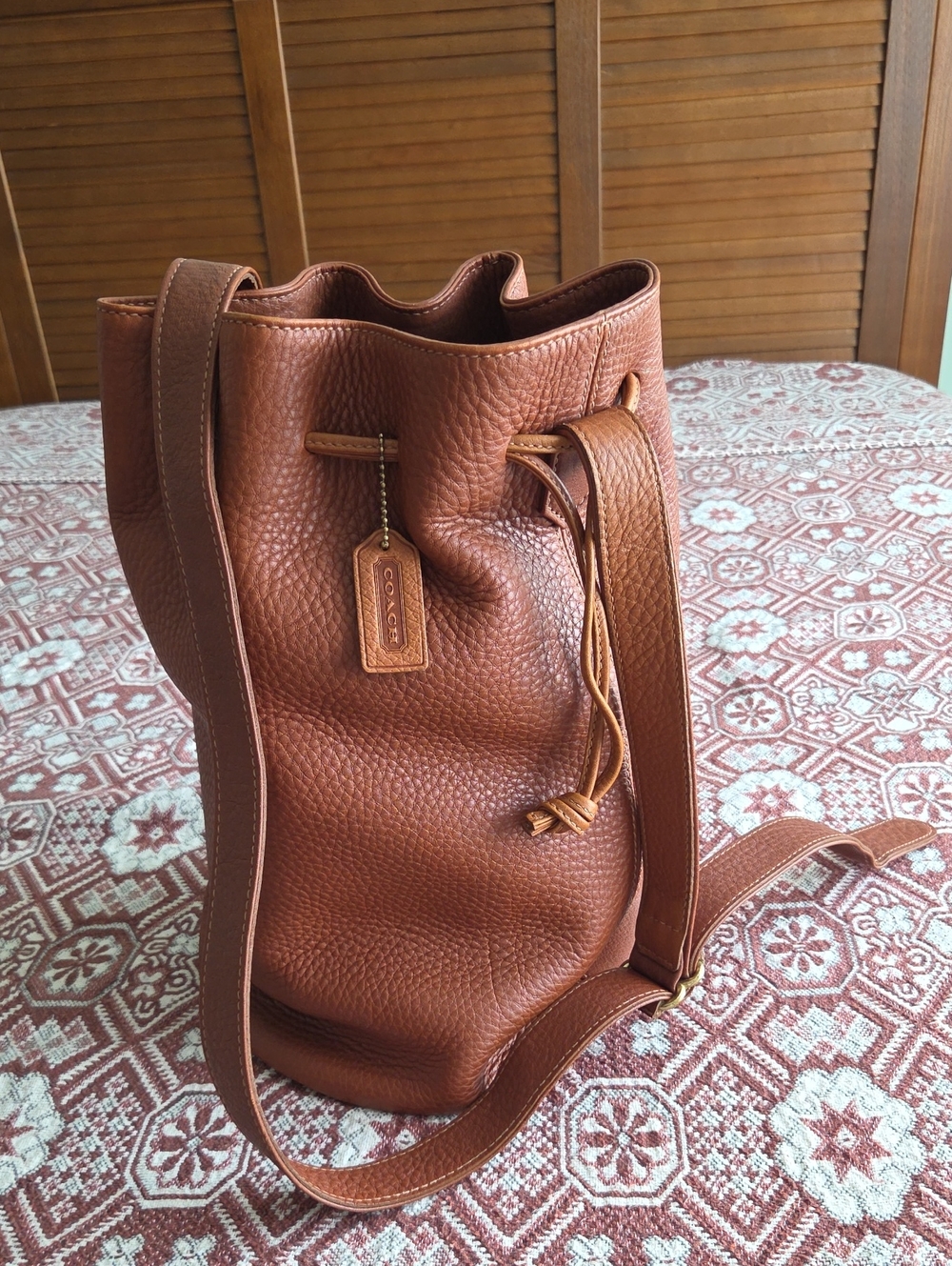 Coach Vintage Drawstring Large Bucket Pebbled Leather Bag